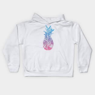 Blue and Pink Floral Pattern Pineapple Kids Hoodie